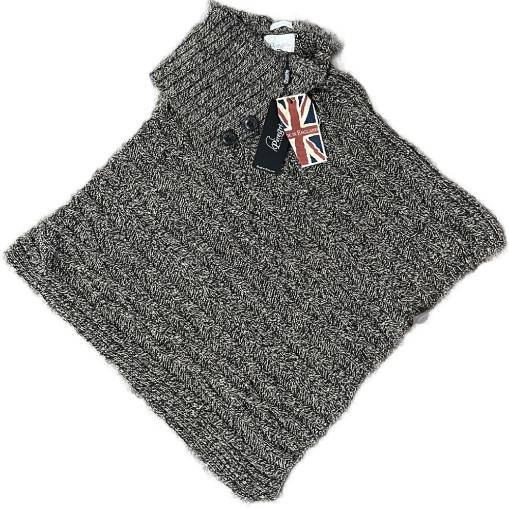 J G Glover & Co Ltd Peregrine Cozy Gray Chunky Knit Poncho Sweater